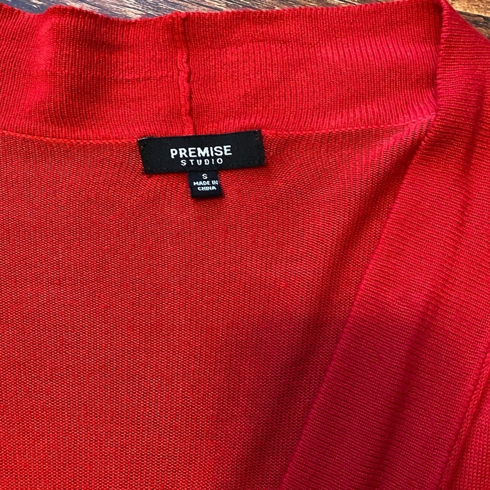 PREMISE womens open front 3/4 sleeves red cardigan/ size S - Picture 4 of 4